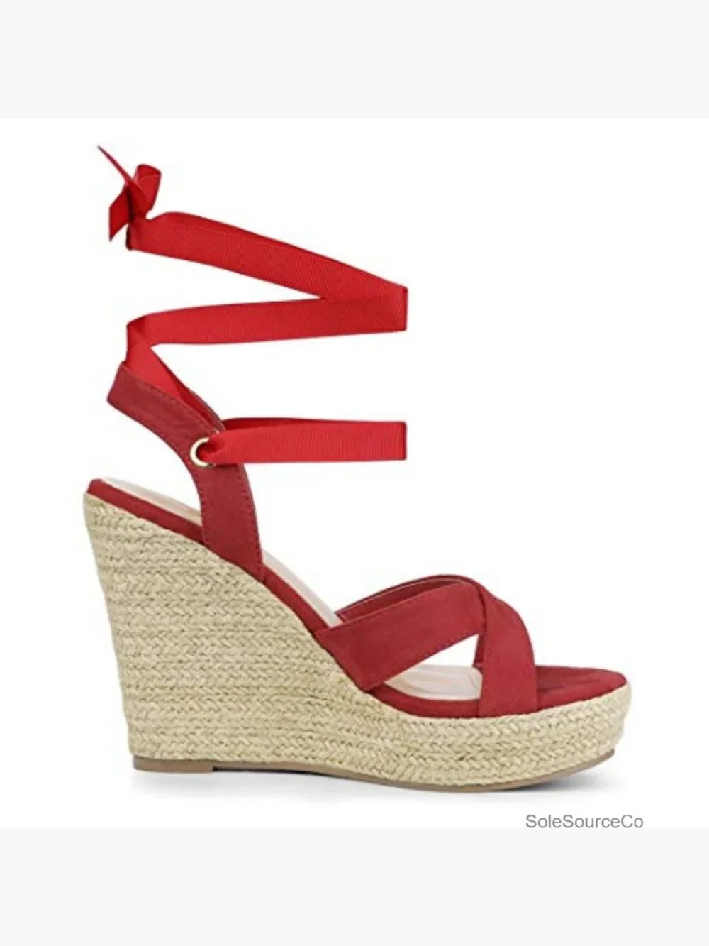 Espadrille Platform Lace Up Wedges Sandals Open Toe Faux Suede